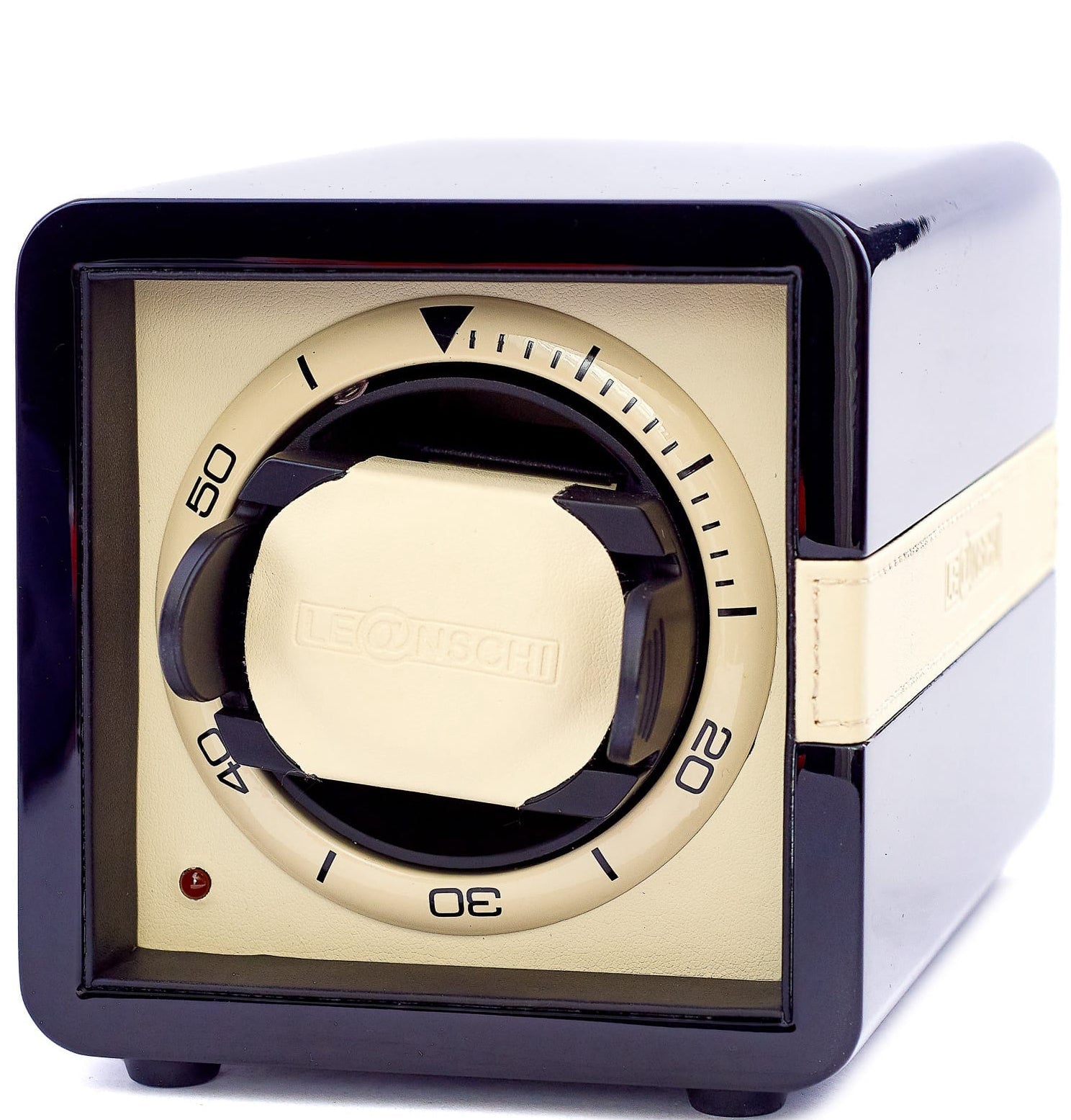 Leanschi Watch Winder Single Lacquered Wood PU Leather - Black