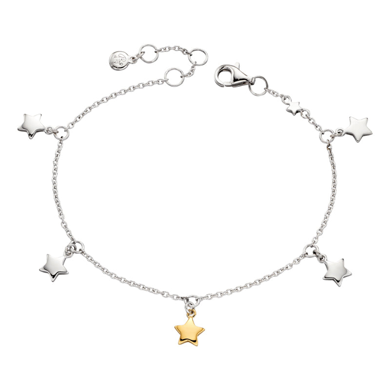 Little Star Sterling Silver Yellow Gold Plated Ivy Stars Childs Bracelet 
