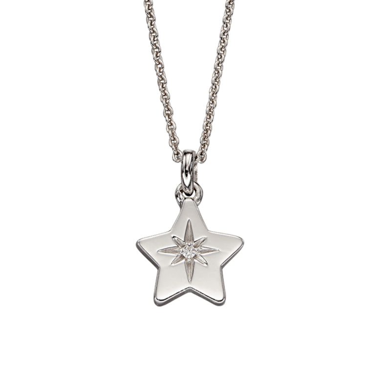 Little Star Sterling Silver Diamond Lyra Star Childs Necklace