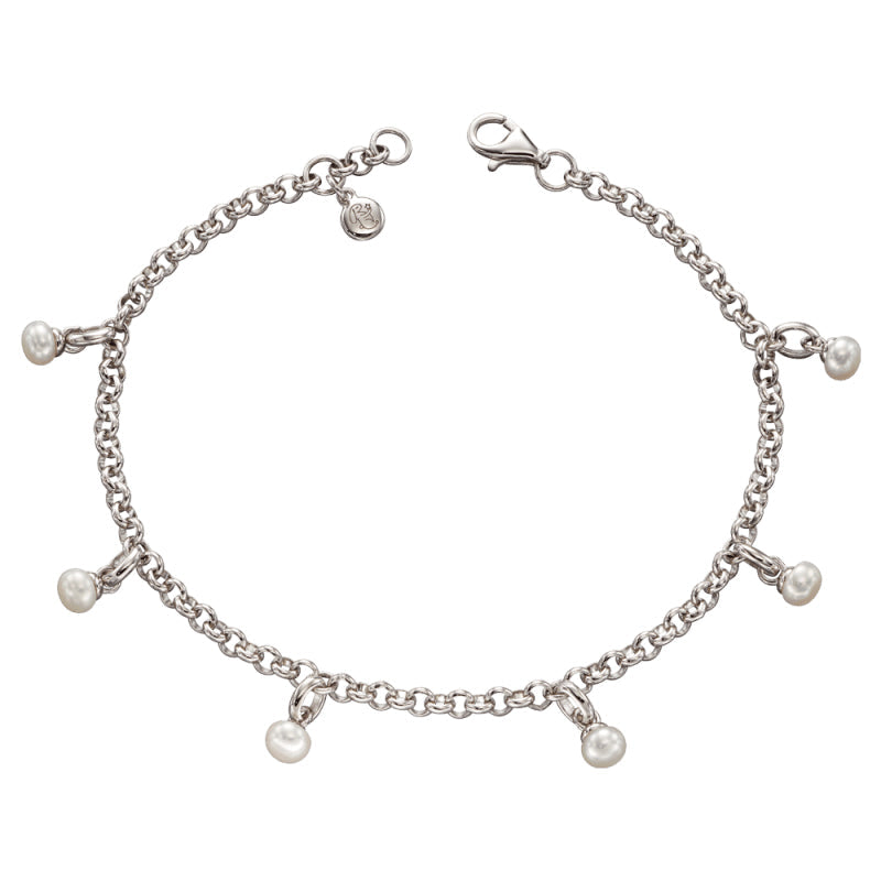 Little Star Sterling Silver Pearl Remi Childs Charm Bracelet