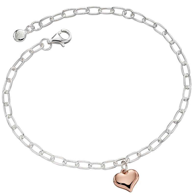 Little Star Sterling Silver Gold Plated Thea Heart Charm Childs Bracelet