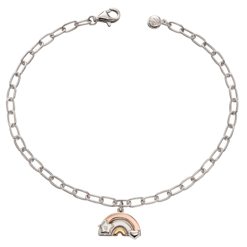 Little Star Sterling Silver Gold Plated Diamond Aurora Rainbow Childs Bracelet