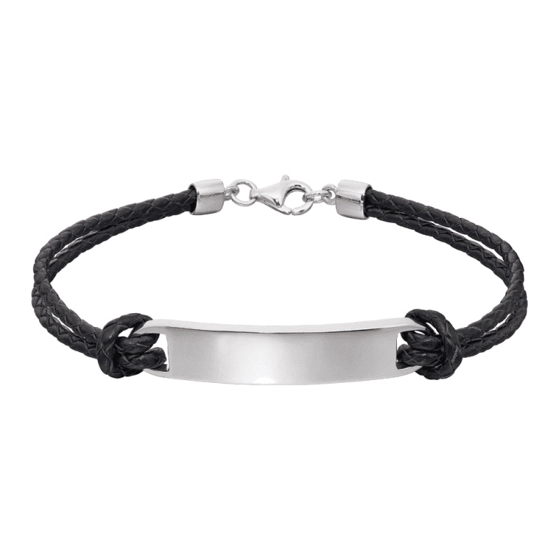 Little Star Sterling Silver Leather Reece Boys Childs ID Tag Bracelet