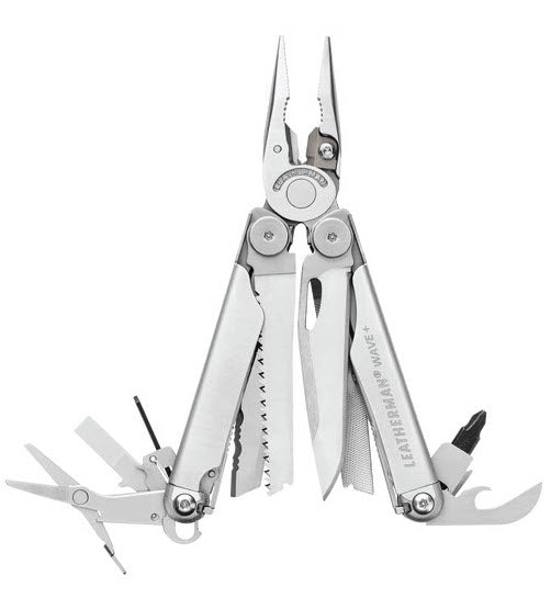 Leatherman Pocket Knife Wave+ Nylon Sheath Boxed - Silver
