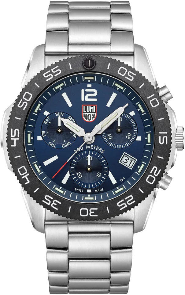 Luminox Watch Sea Pacific Diver Chronograph 3140 Black Blue Bracelet - Blue