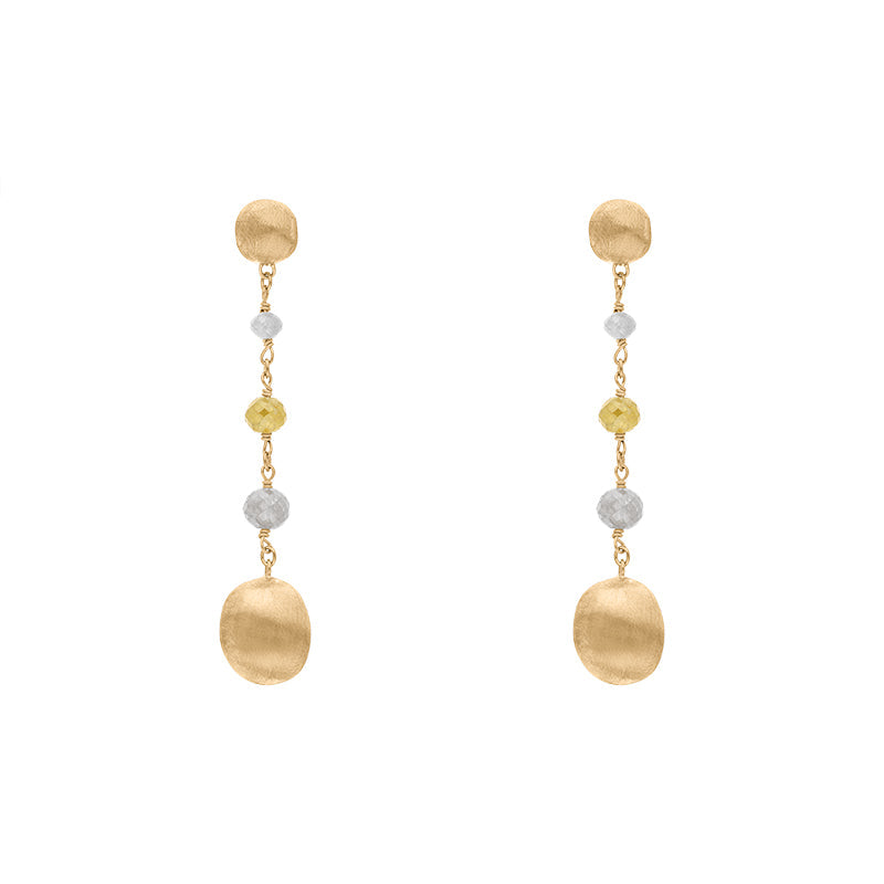 Marco Bicego Africa 18ct Yellow Gold Mixed Gemstone Drop Earrings D - Yellow Gold