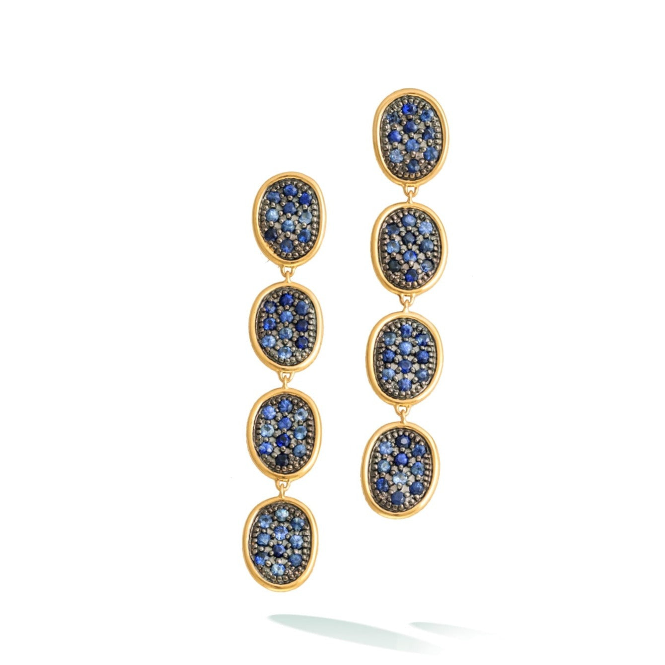Marco Bicego Lunaria Alta 18ct Yellow Gold Sapphire Drop Earrings - Yellow Gold