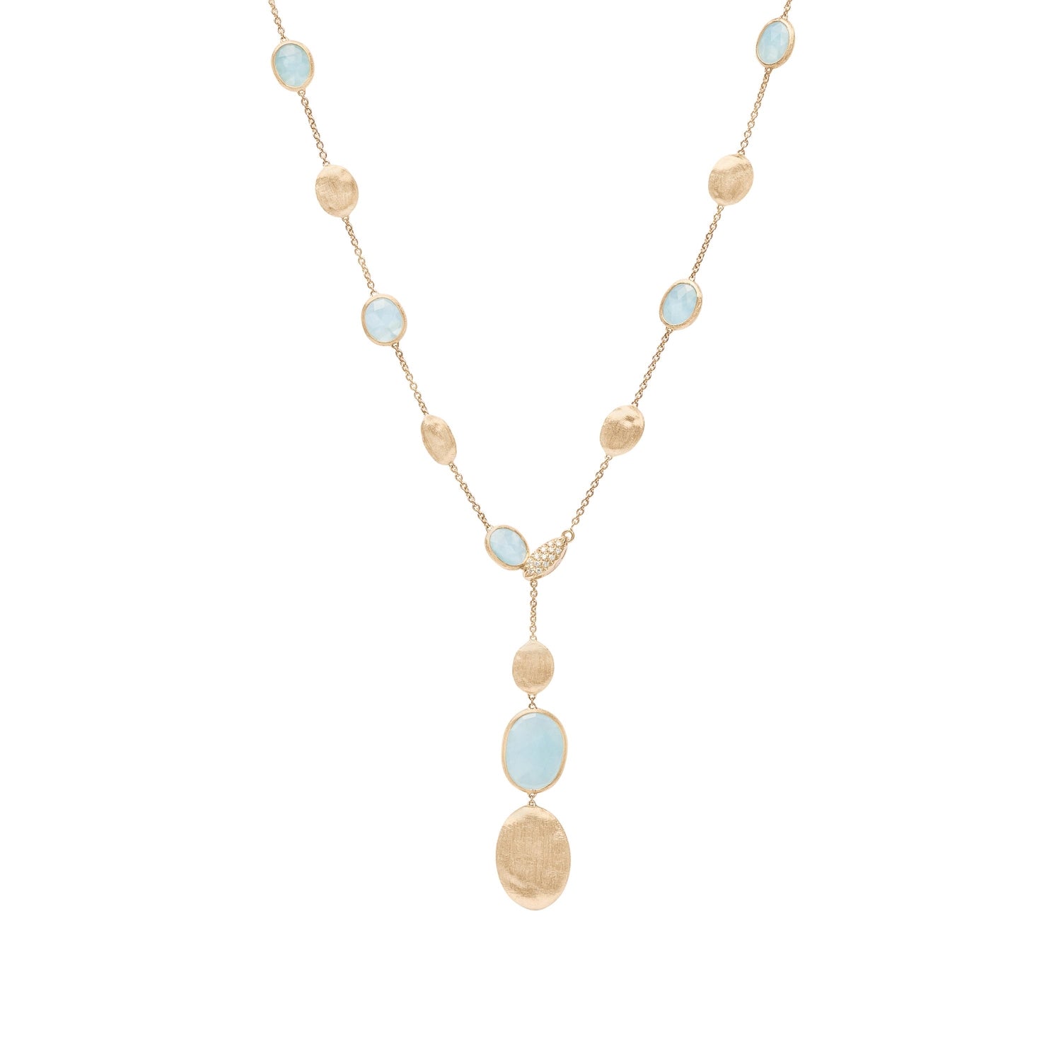 Marco Bicego Siviglia 18ct Yellow Gold Aquamarine Diamond Adjustable Lariat Necklace