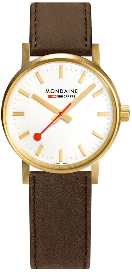Mondaine Watch Evo2 30 Gold IP - White