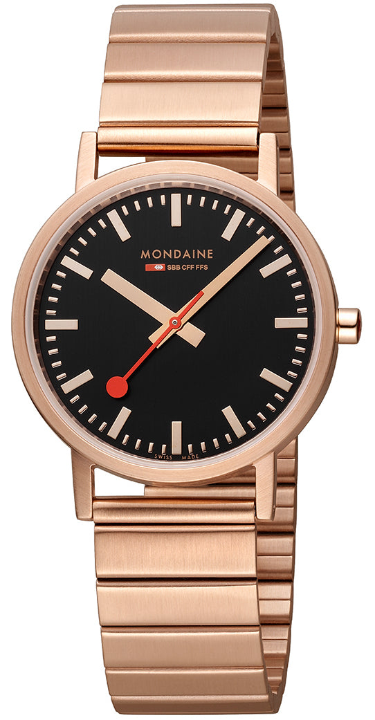 Mondaine Watch Classic Rose Gold - Black