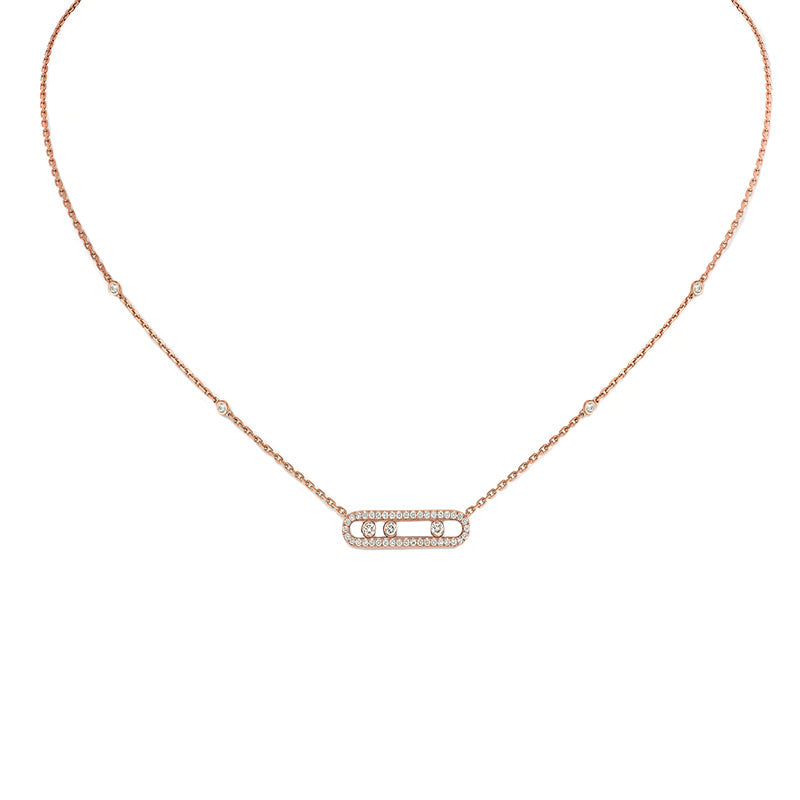 Messika Baby Move Pave 18ct Rose Gold 0.35ct Diamond Necklace - Gold
