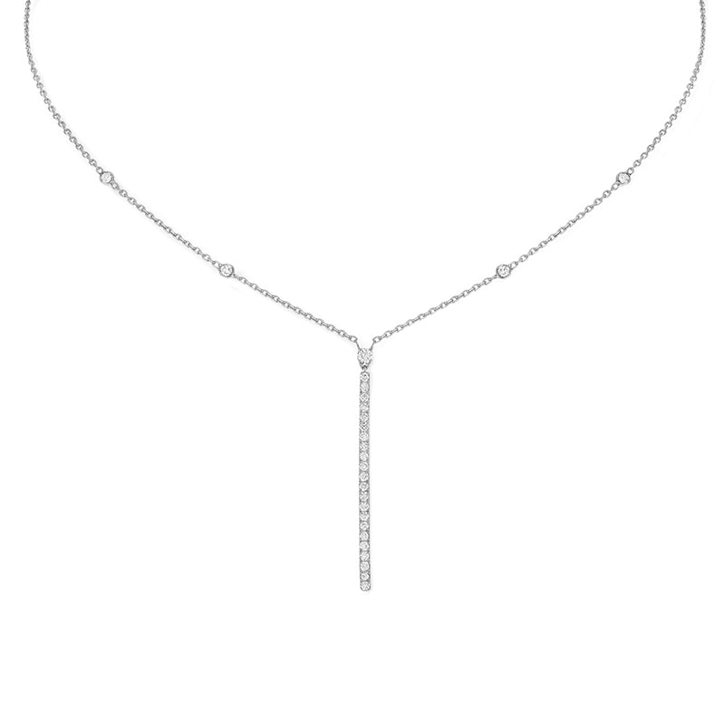 Messika Gatsby 18ct White Gold 0.38ct Diamond Vertical Bar Necklace - Gold