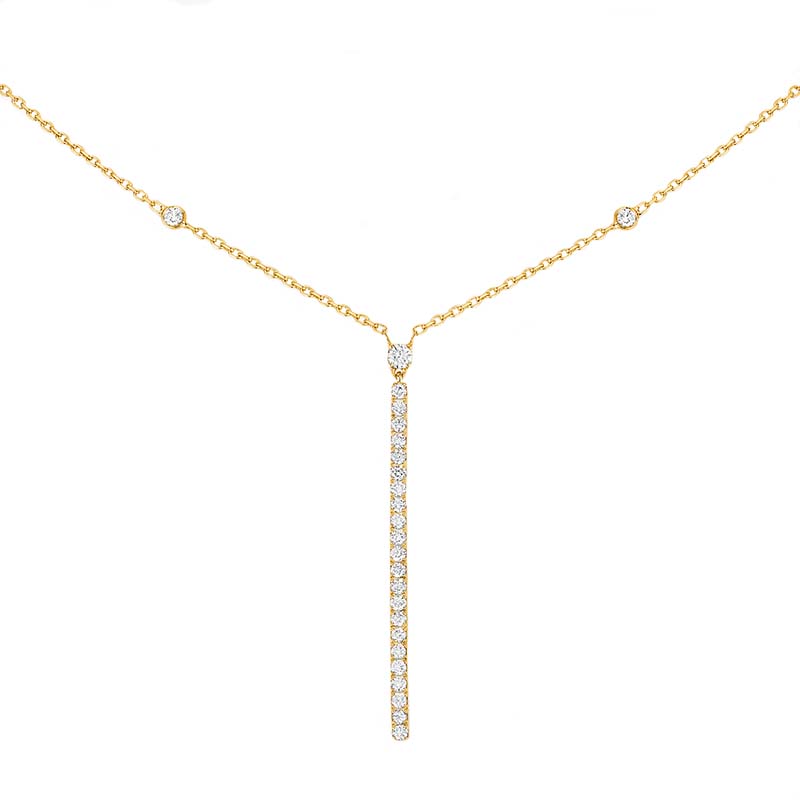 Messika Gatsby 18ct Yellow Gold 0.38ct Diamond Vertical Bar Necklace - Gold