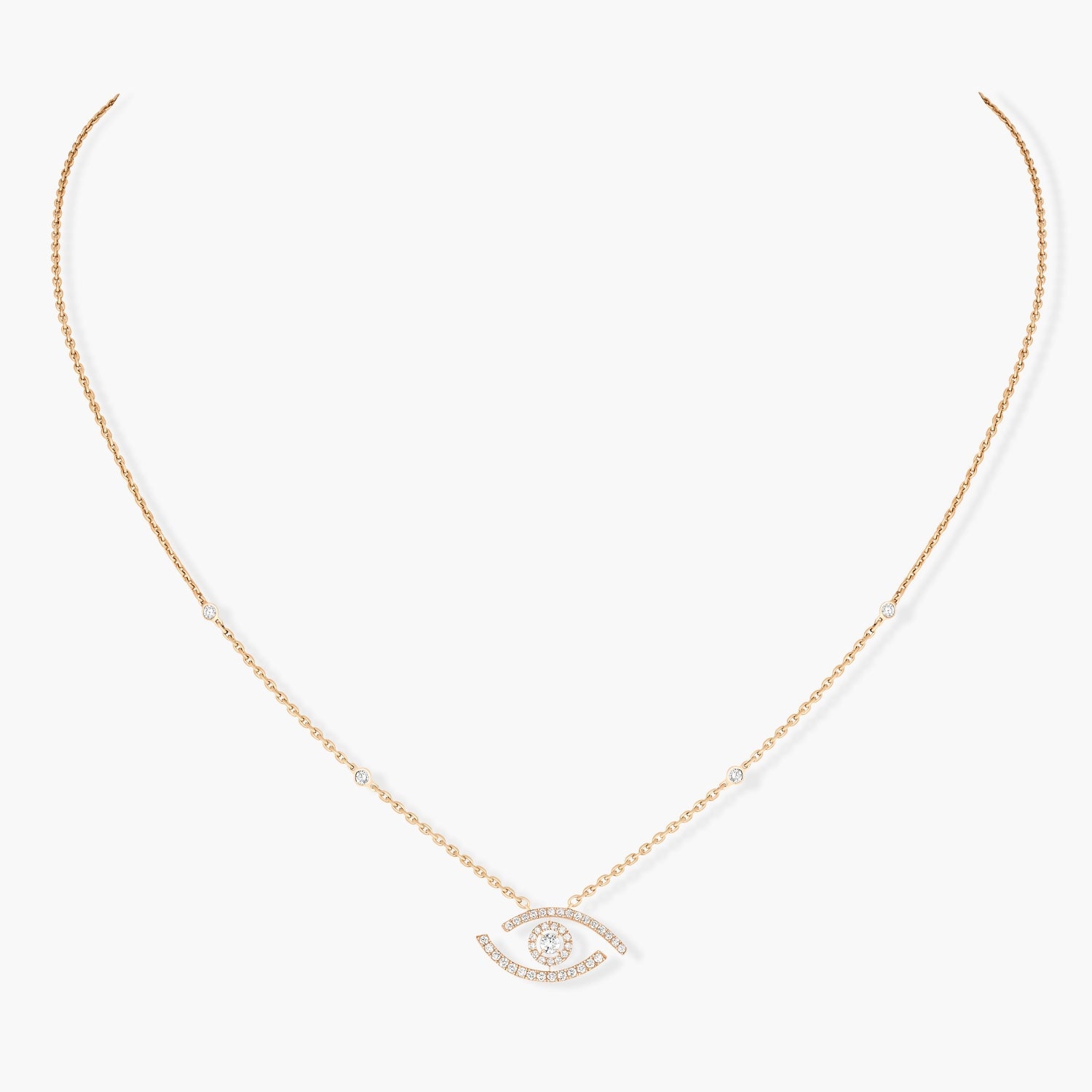 Messika Lucky Eye 18ct Yellow Gold 0.30ct Diamond Pave Necklace