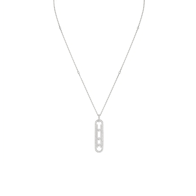 Messika Move 10th 18ct White Gold 0.74ct Diamond Pave Necklace - Gold
