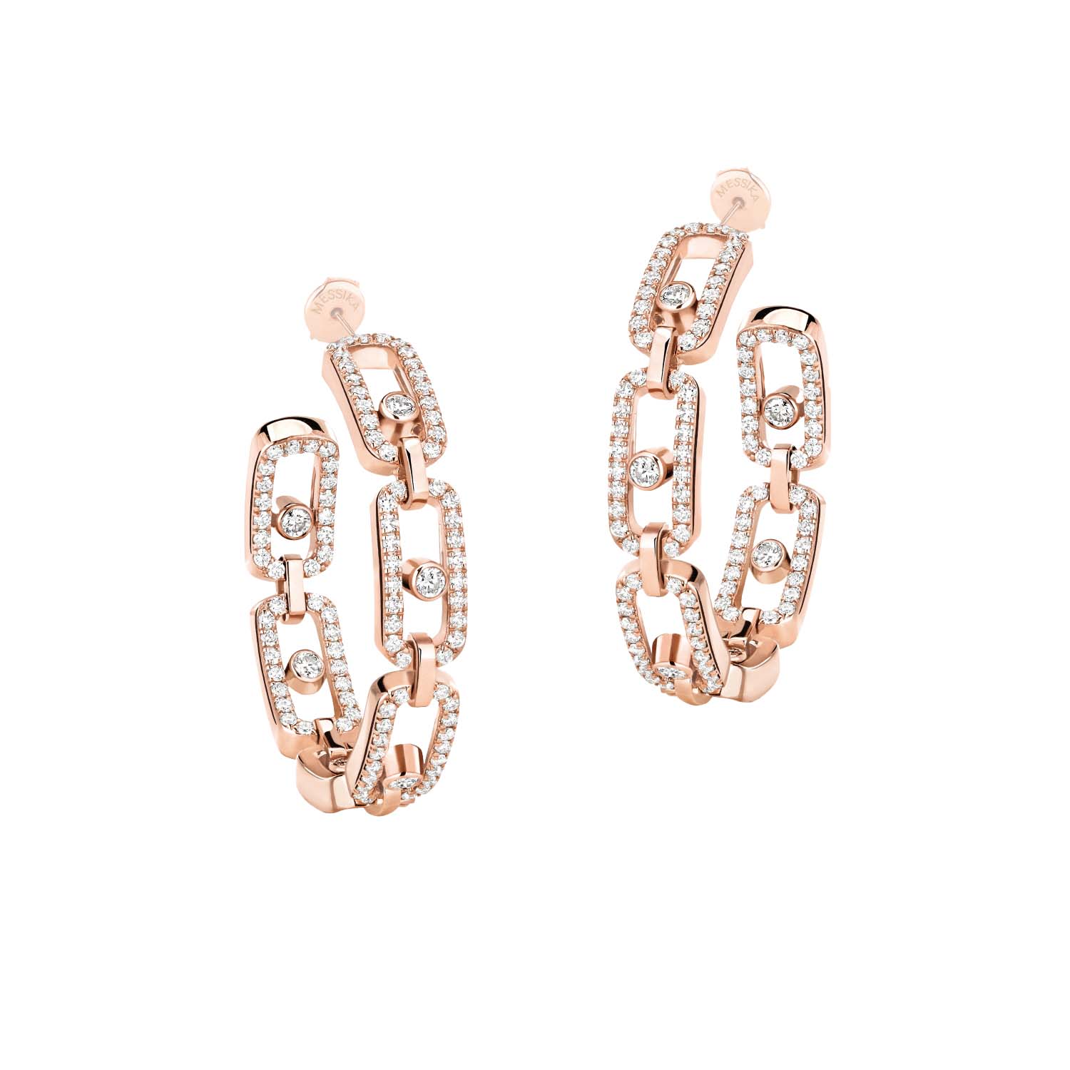 Messika Move Link 18ct Rose Gold 0.86ct Diamond 2.4cm Hoop Earrings