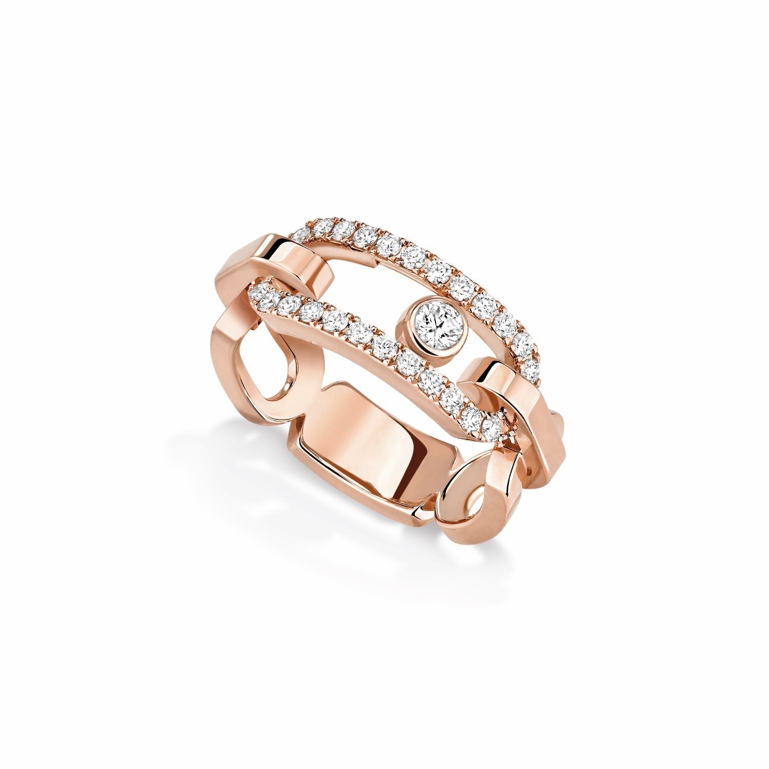 Messika Move Link 18ct Rose Gold Diamond Ring - N