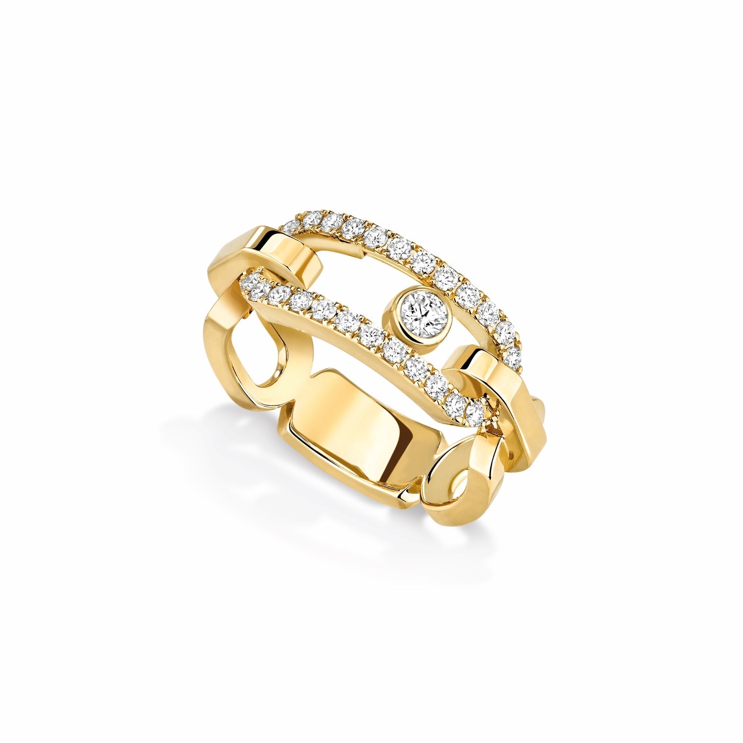 Messika Move Link 18ct Yellow Gold Diamond Ring - N
