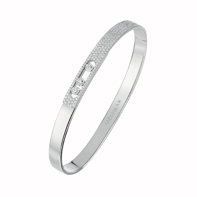 Messika Move Noa Pave 18ct White Gold 0.95ct Diamond Bangle - XL (18.5-19 cm)