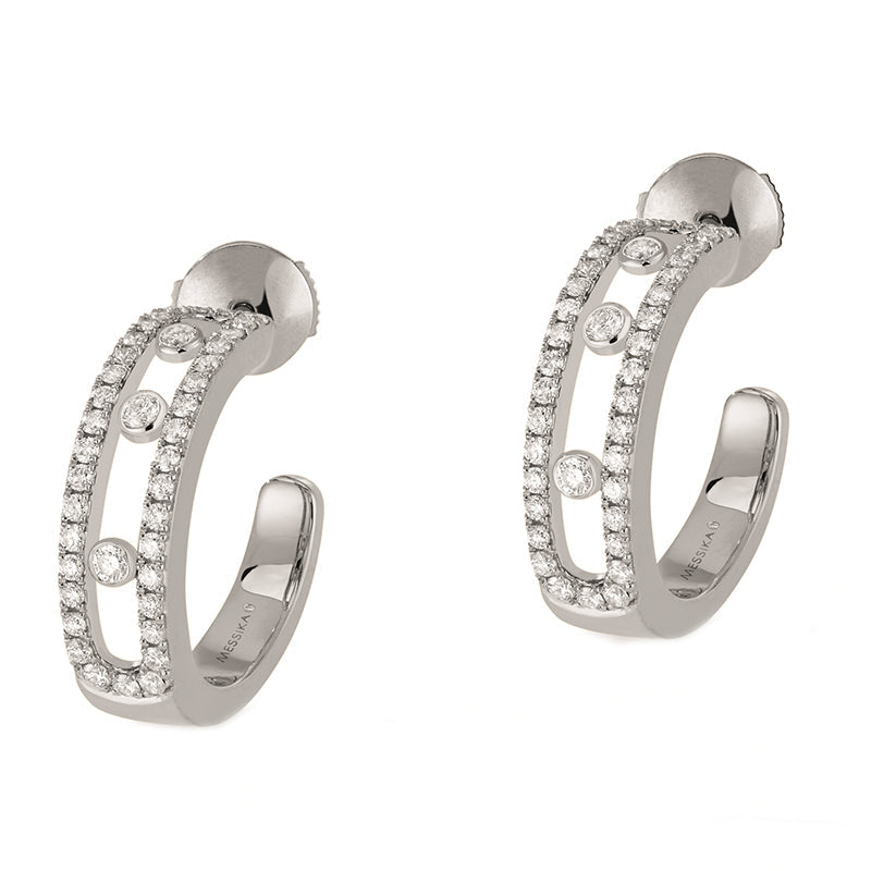 Messika Move Pave 18ct White Gold 0.50ct Diamond Hoop Earrings - Gold