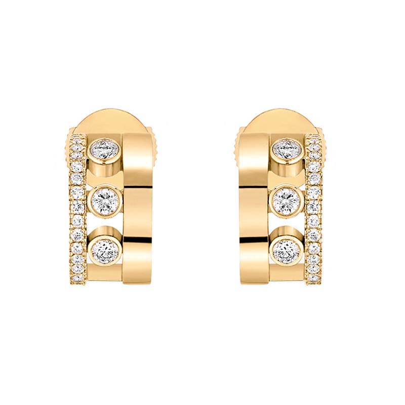 Messika Move Romane 18ct Yellow Gold 0.29ct Diamond Mini Hoop Earrings - Gold