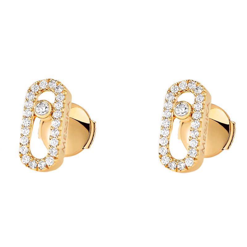 Messika Move Uno 18ct Yellow Gold 0.18ct Diamond Stud Earrings - Gold