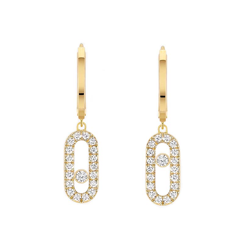 Messika Move Uno 18ct Yellow Gold 0.19ct Diamond Hoop Earrings - Gold