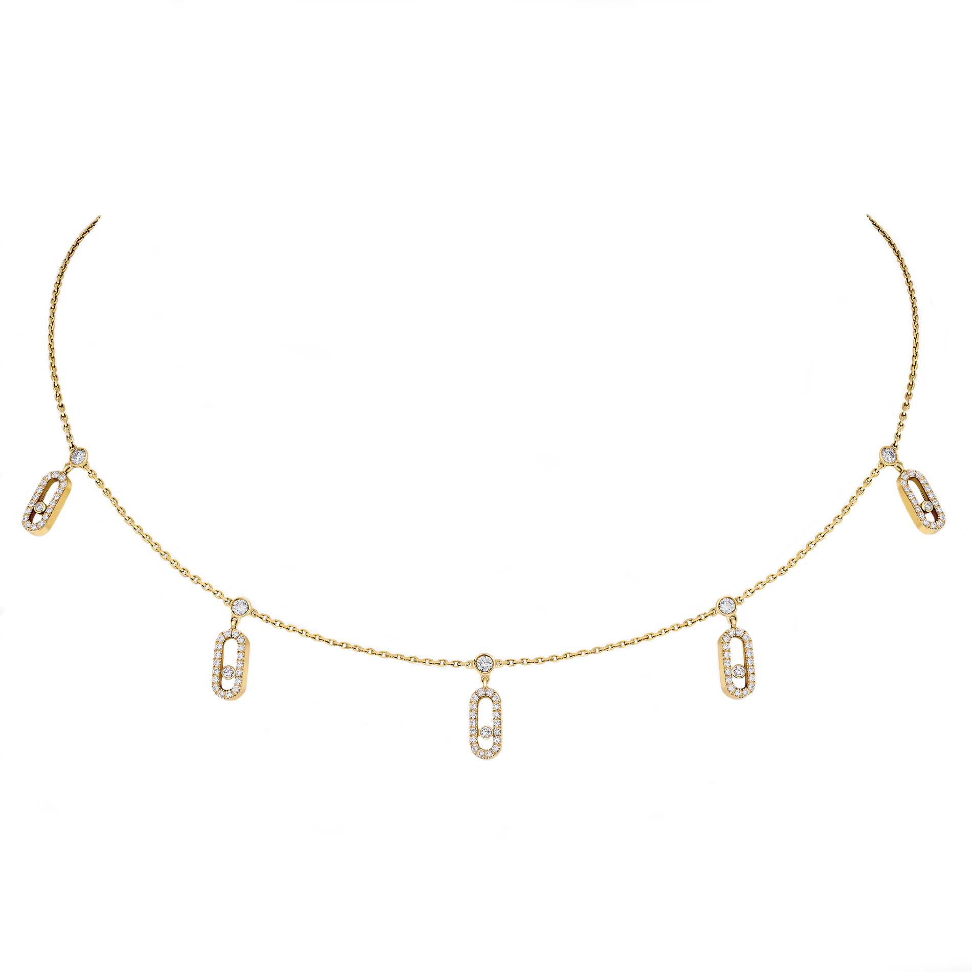 Messika Move Uno 18ct Yellow Gold Diamond Pave Drop Pendant Choker - Gold