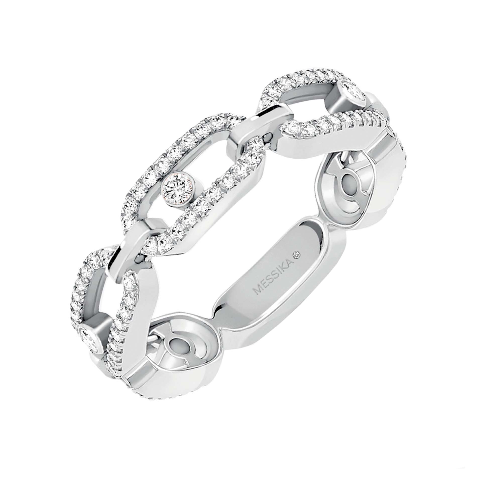 Messika Move Uno 18ct White Gold Diamond Multi Pavee Ring - Q