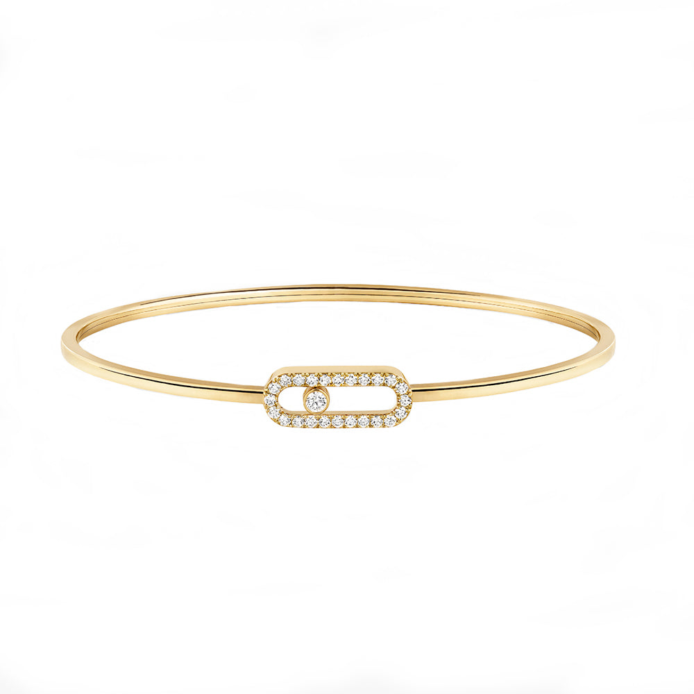 Messika Move Uno 18ct Yellow Gold 0.34ct Diamond Pave Flex Bangle - M (15.5-16cm)