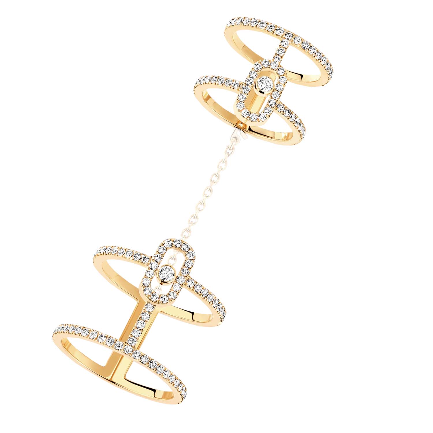 Messika Move Uno 18ct Yellow Gold Diamond Double Ring - L