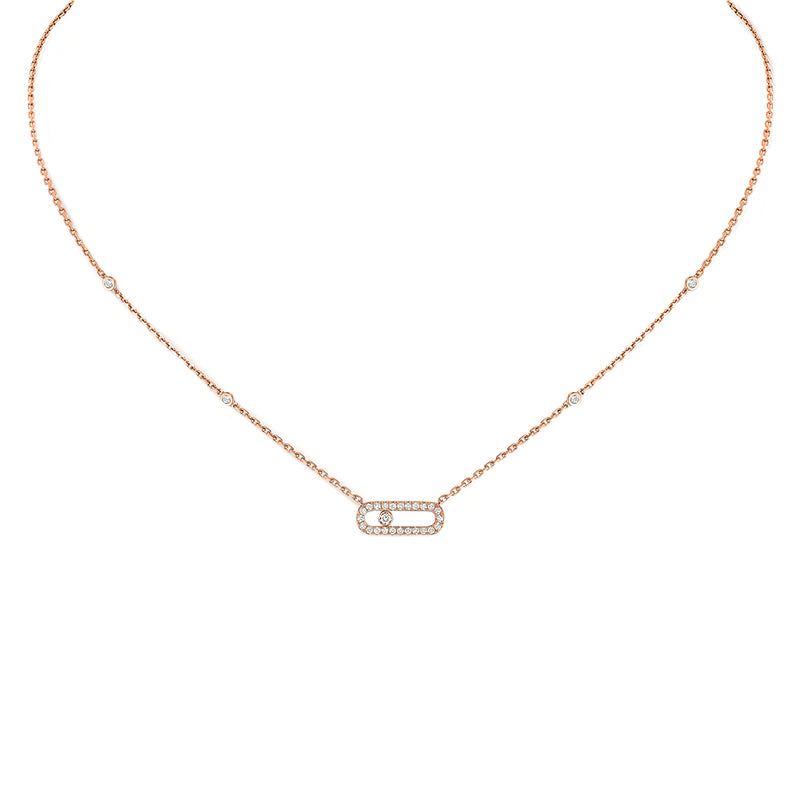 Messika Move Uno Pave 18ct Rose Gold 0.20ct Diamond Necklace - Gold