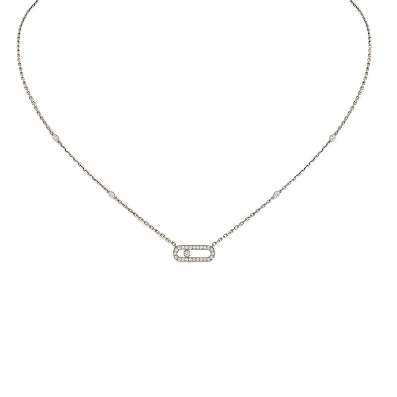 Messika Move Uno Pave 18ct White Gold 0.20ct Diamond Necklace - Gold