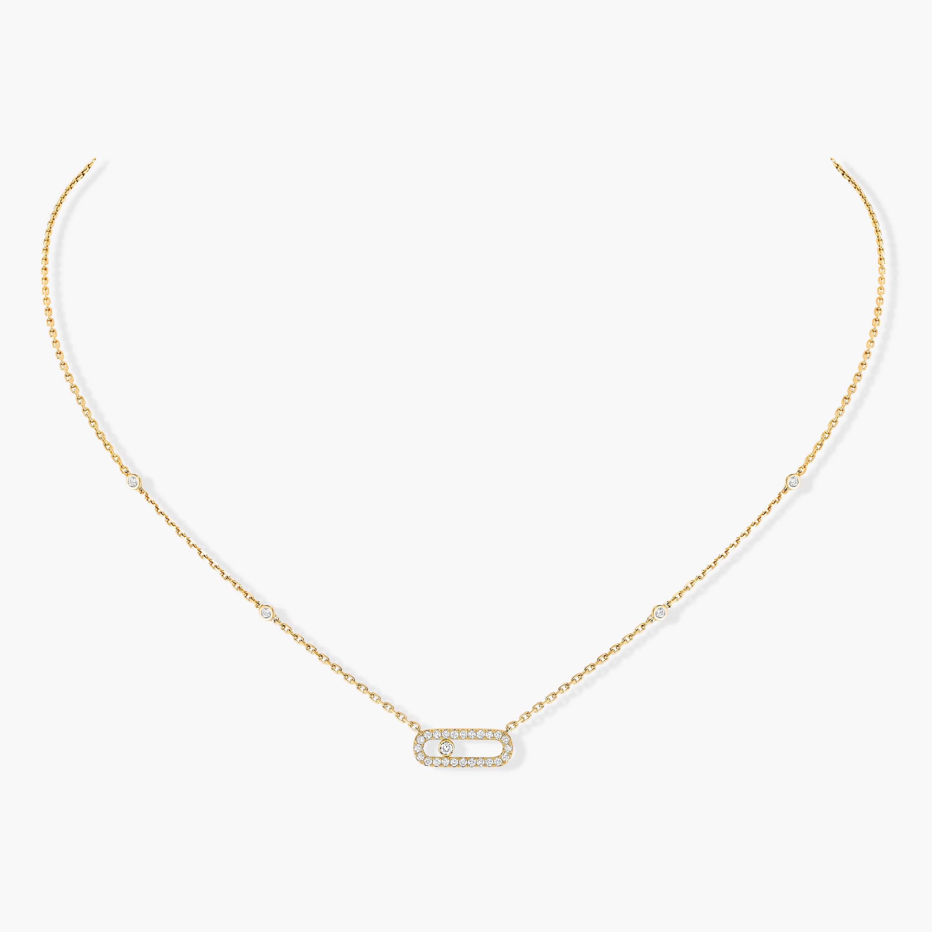 Messika Move Uno Pave 18ct Yellow Gold 0.20ct Diamond Necklace - Gold