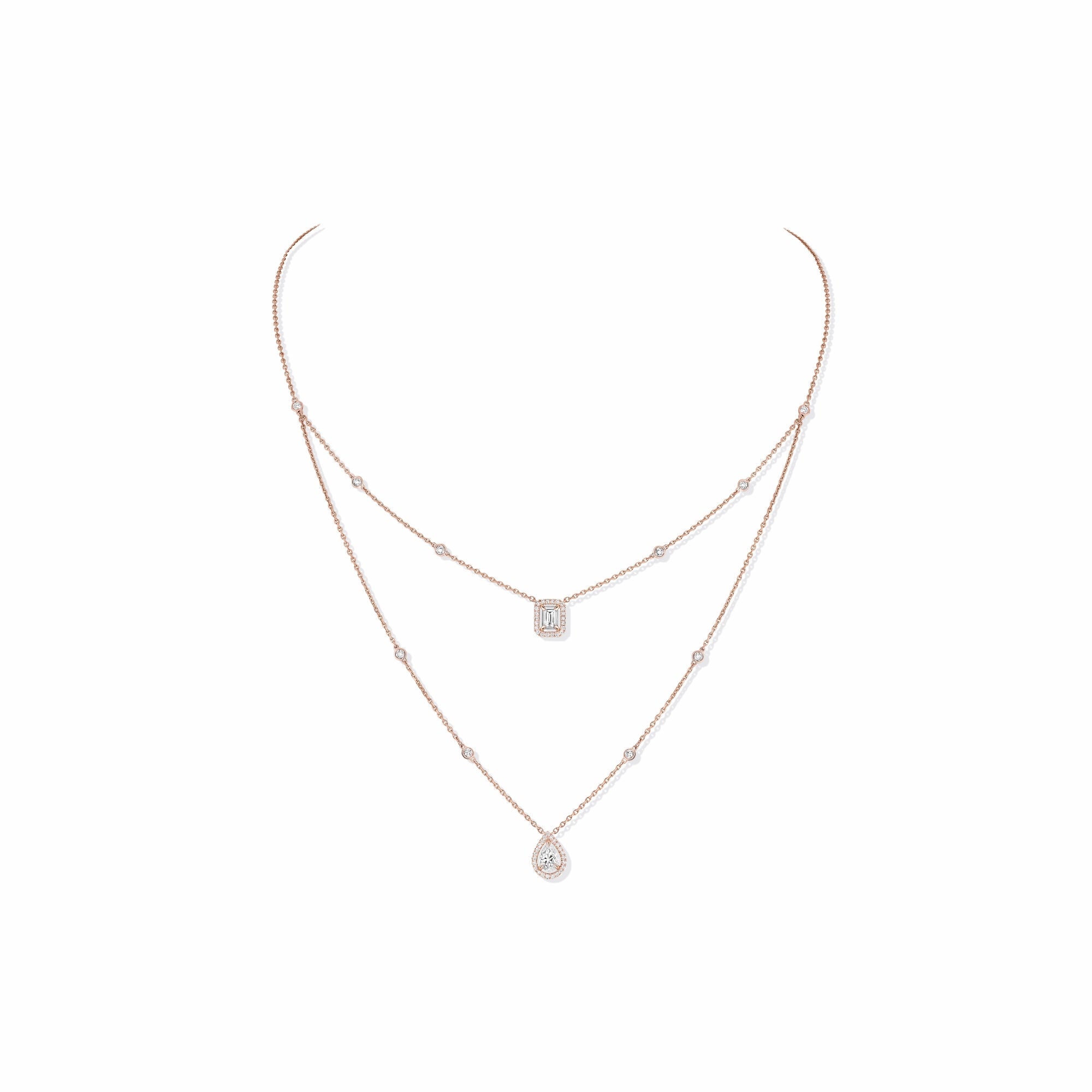 Messika My Twin 18ct Rose Gold 1.24ct Diamond Two Row Necklace