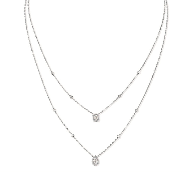 Messika My Twin 18ct White Gold 0.80ct Diamond Two Row Necklace - Gold