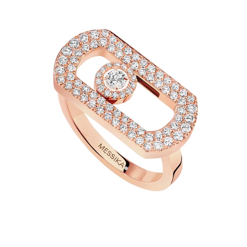 Messika So Move 18ct Rose Gold Diamond Pave Ring - Q
