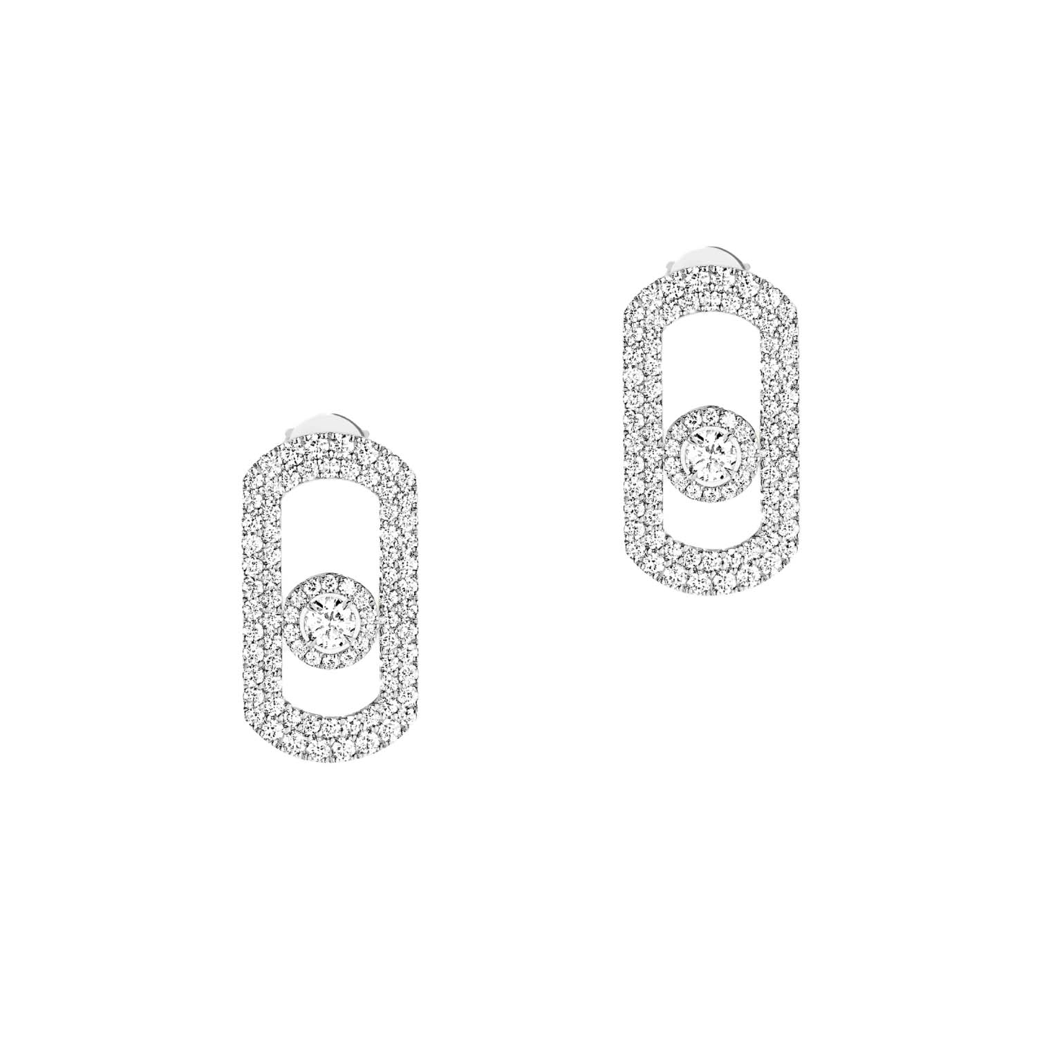 Messika So Move 18ct White Gold 1.30ct Diamond Pave Stud Earrings