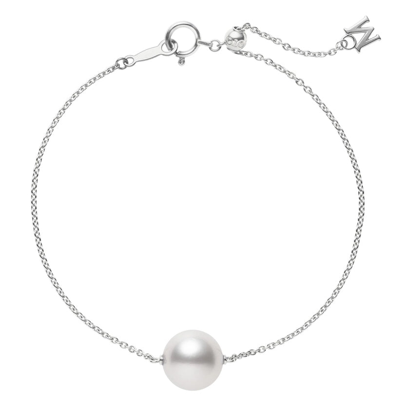Mikimoto 18ct White Gold 10mm White South Sea Pearl Adjustable Chain Bracelet