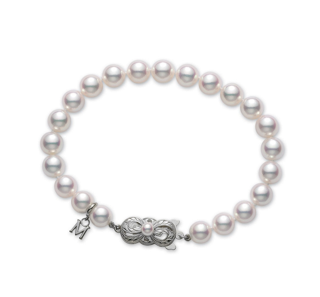 Mikimoto 18ct White Gold 6mm White Grade A1 Akoya Pearl Bracelet - White Gold