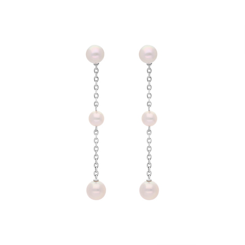 Mikimoto 18ct White Gold Akoya Pearl Drop Earrings - White Gold