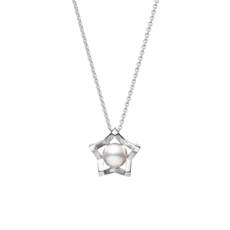 Mikimoto M Collection 18ct White Gold White Akoya Pearl Star Pendant - White Gold
