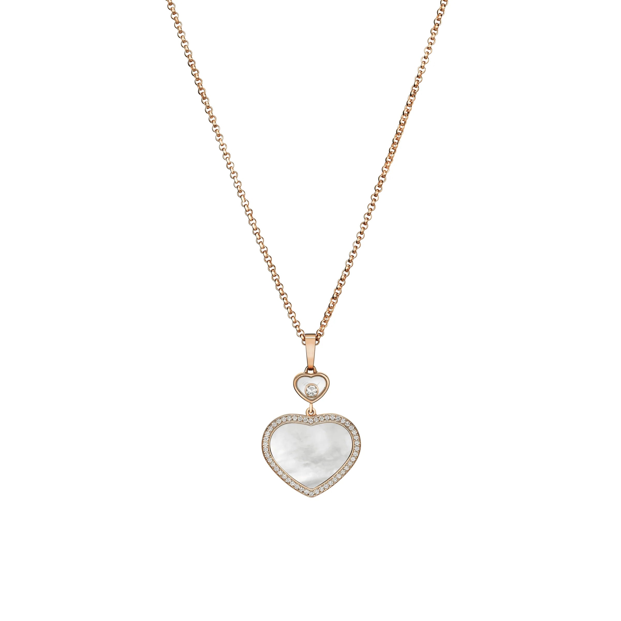 Chopard Happy Hearts 18ct Rose Gold 0.24ct Diamond Mother of Pearl Pendant