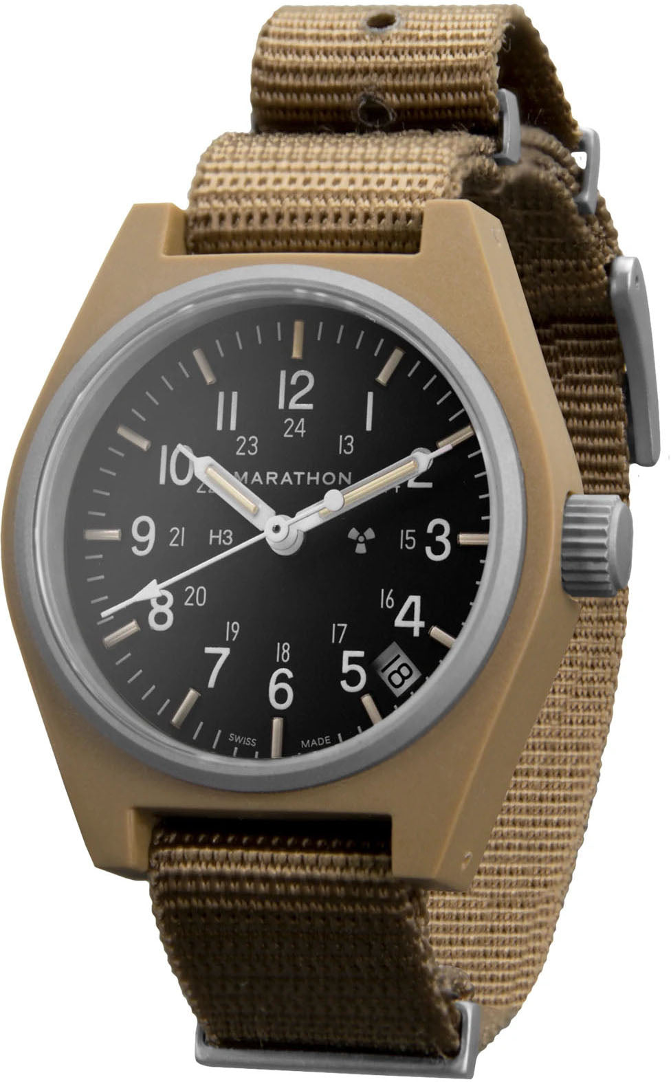 Marathon Watch General Purpose Desert Tan Quartz With Date GPQ - Black