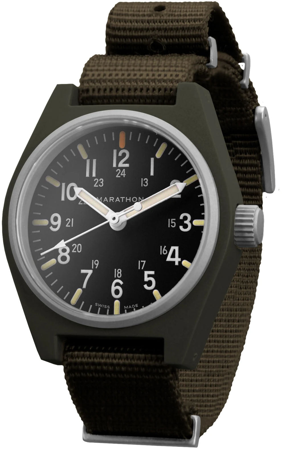 Marathon Watch General Purpose Sage Green Quartz With MaraGlo GPQ - Black