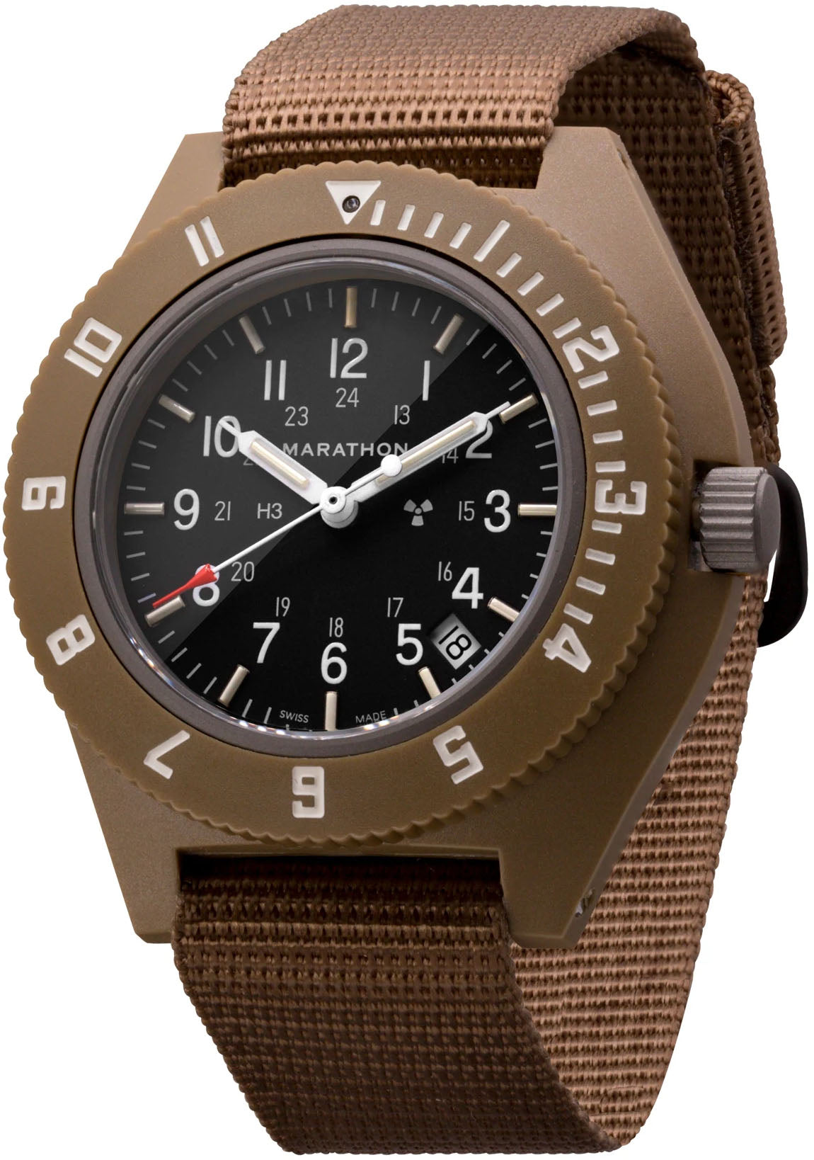 Marathon Watch Navigator Desert Tan Pilots With Date - Black