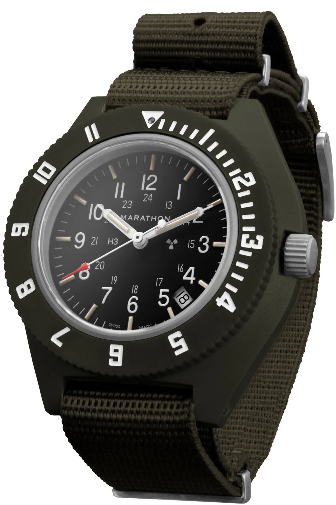 Marathon Watch Navigator Sage Green Pilots With Date - Black