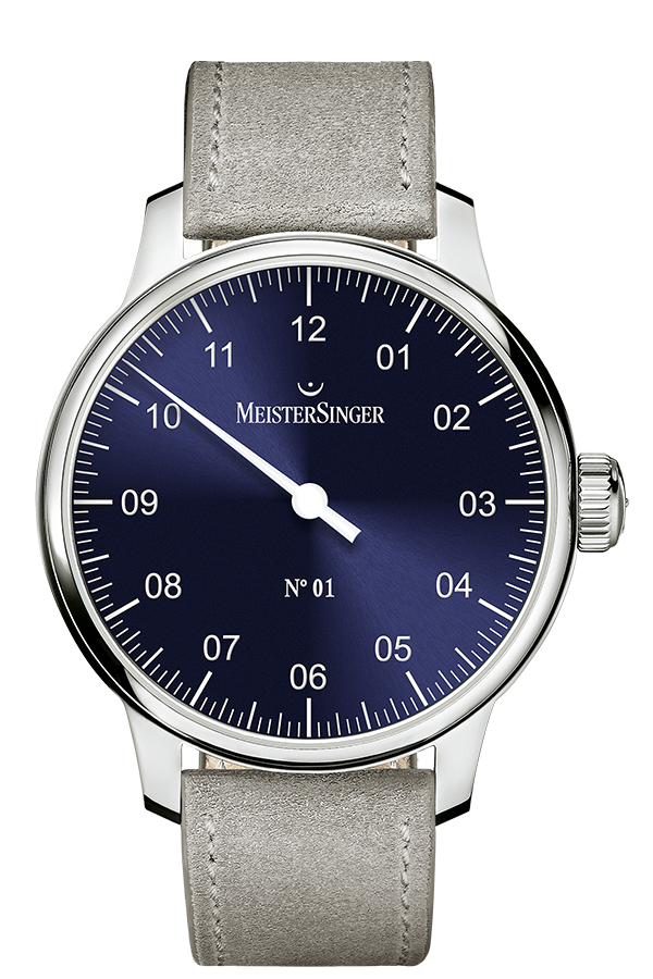 MeisterSinger Watch N. 01 Mens Suede Grey - Blue