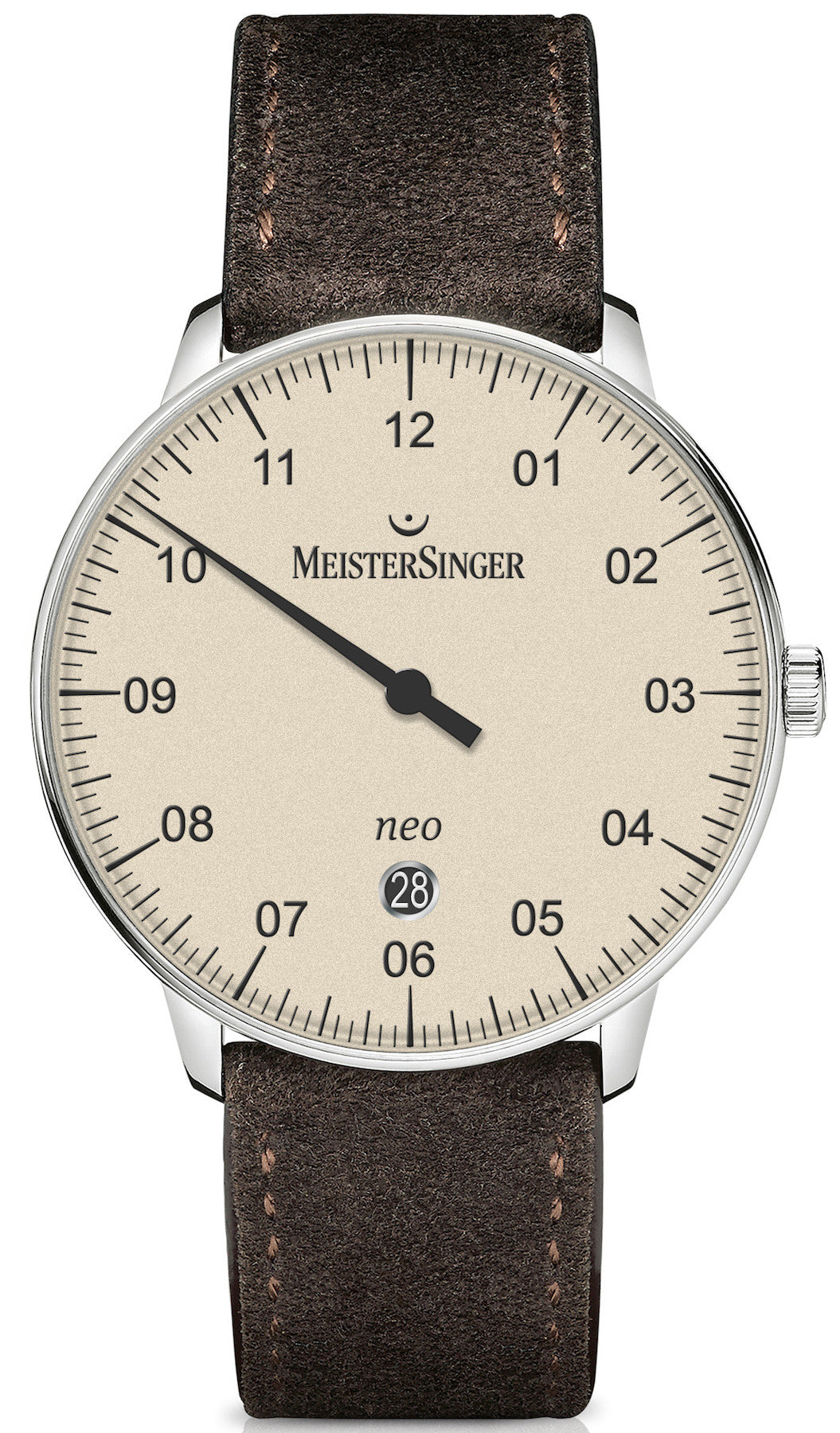 MeisterSinger Watch Neo Plus Suede Brown - White