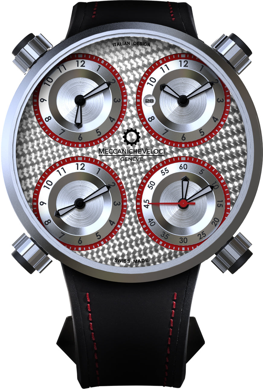 Meccaniche Veloci Watch Quattrovalvole TexRosso - Silver